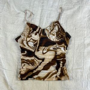 Brown patterned corset cami